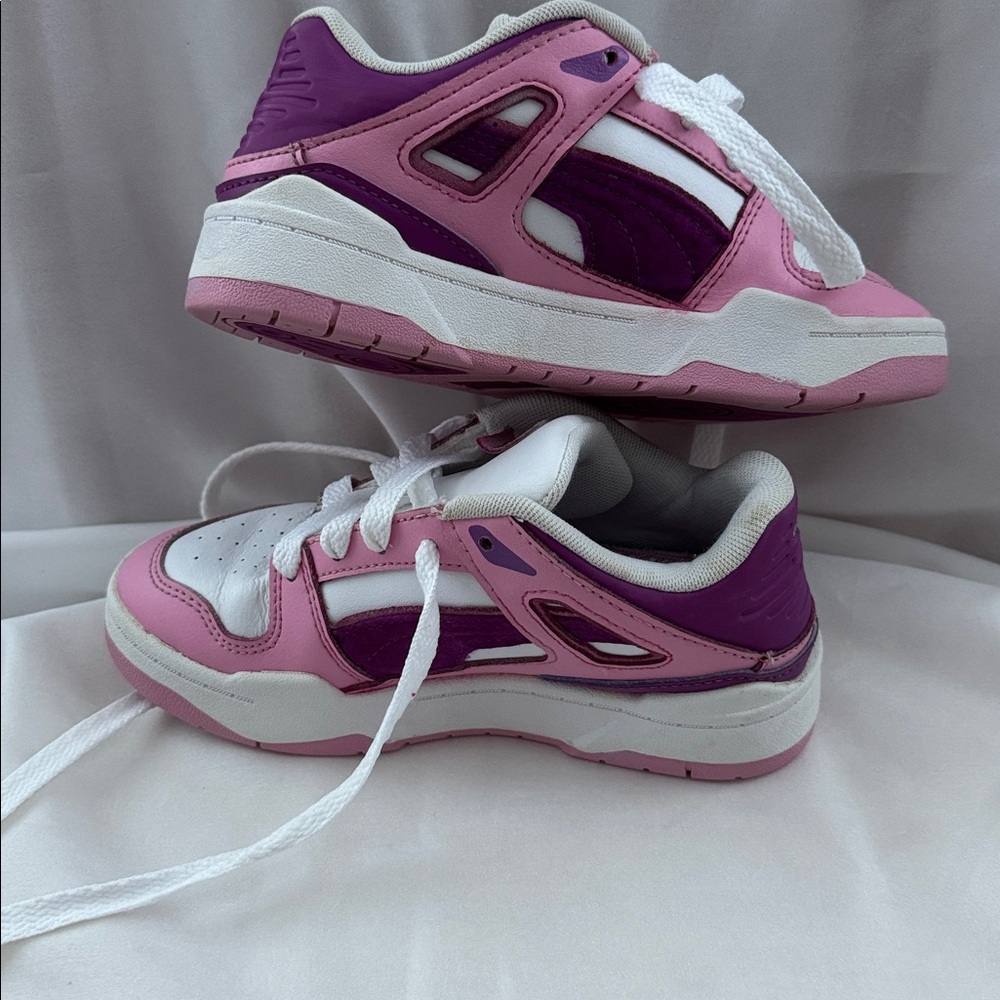 Puma Little Girl Slipstream Runaway Lace Up Sneaker Size 1 Pink, Purple & White - Picture 14 of 15